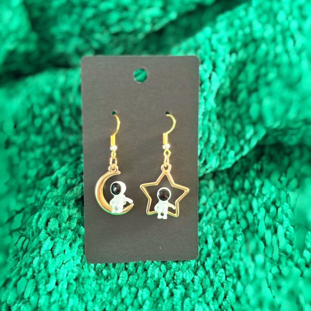 Gold and Silver Star and Moon Earrings